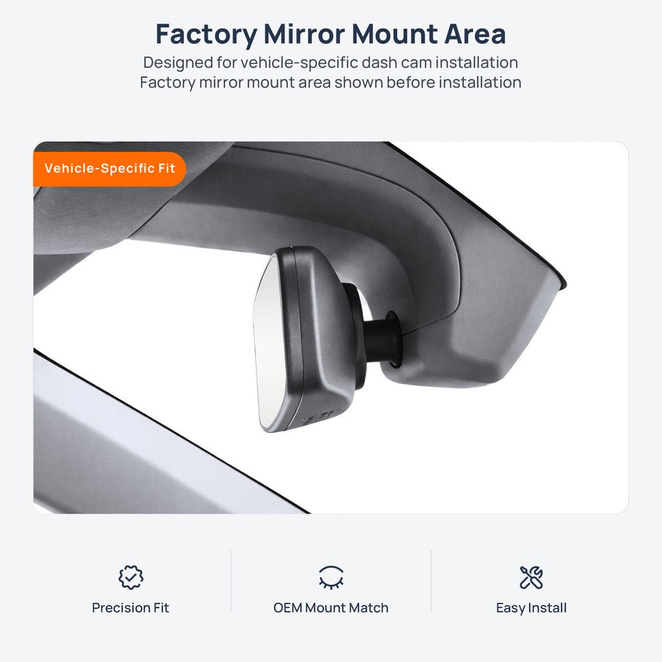 Factory mirror mount area for Volkswagen Lavida dash cam installation