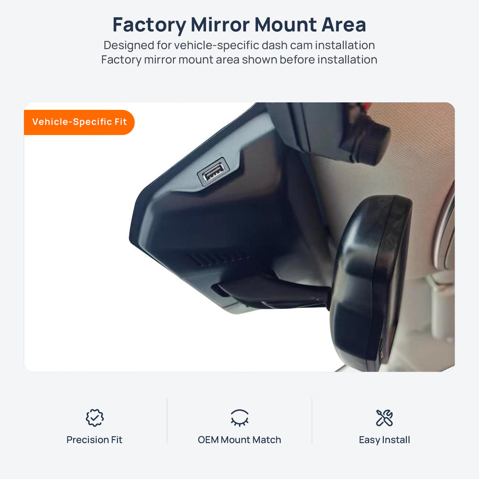 Factory mirror mount area for HAVAL H9 dash cam installation
