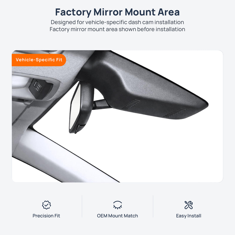Factory mirror mount area for Buick Encore GX dash cam installation
