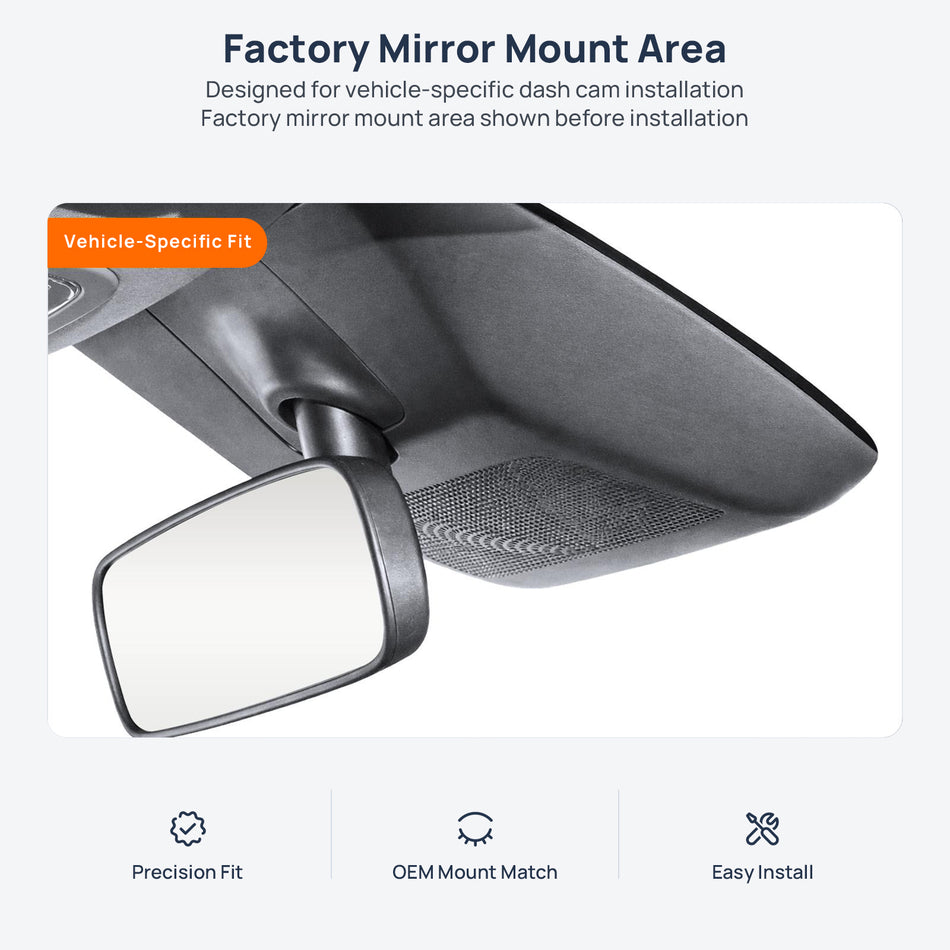Factory mirror mount area for Honda Fit/Jazz GR dash cam installation