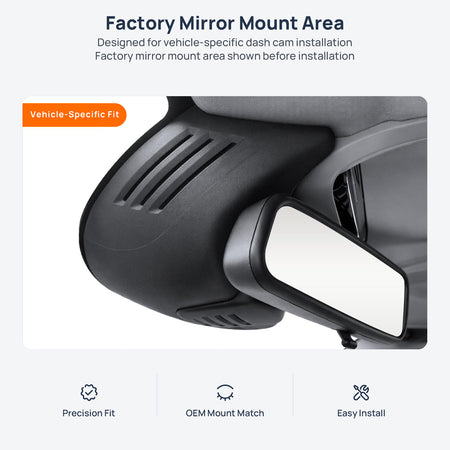 Factory mirror mount area for Volvo V90 dash cam installation