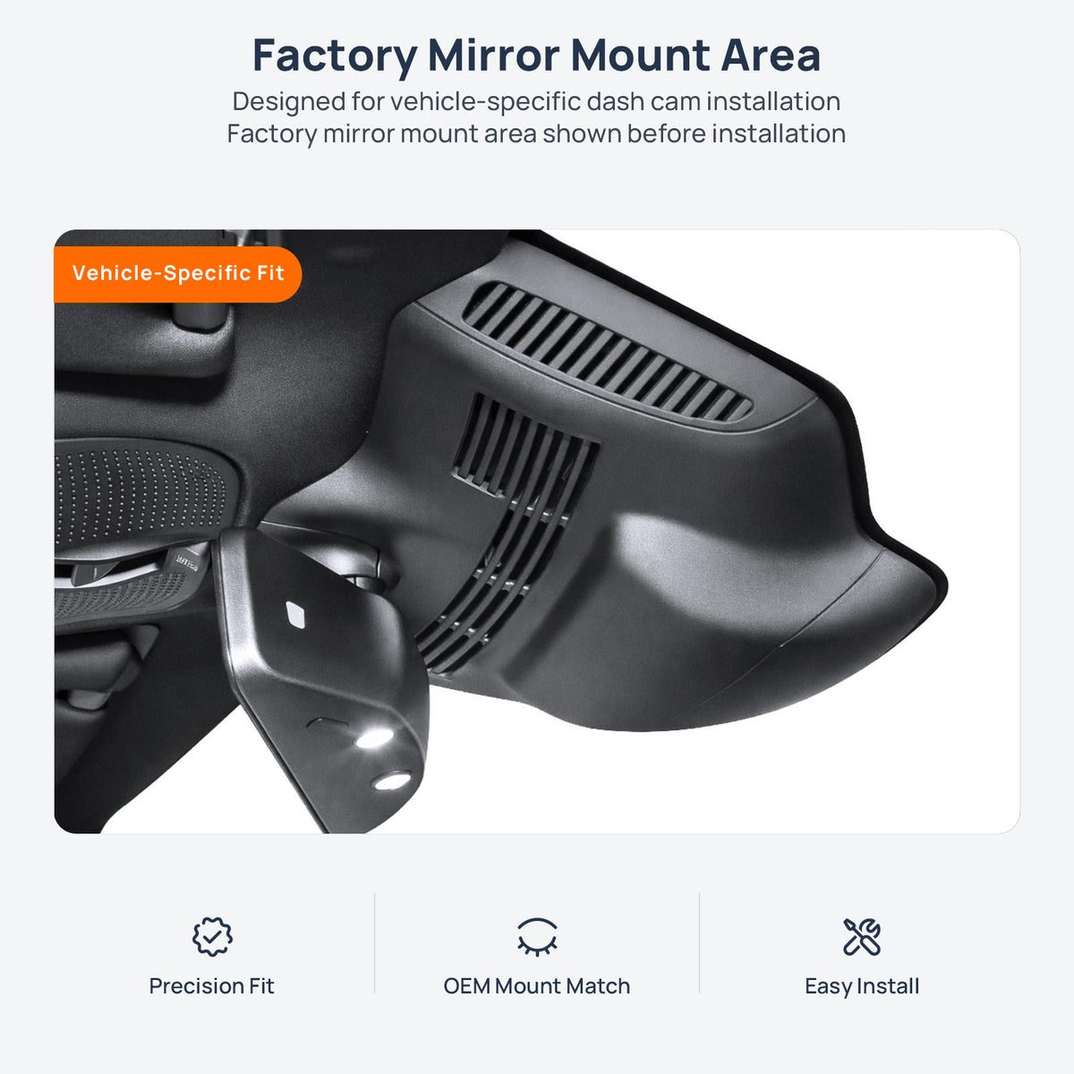 Factory mirror mount area for Mercedes-AMG S 63 (S 65) W222/C217/A217 dash cam installation