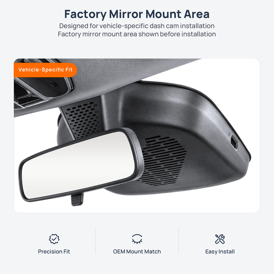 Factory mirror mount area for GAC Trumpchi E8 PHEV dash cam installation