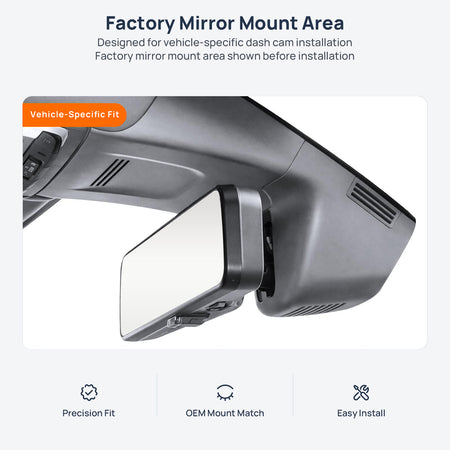 Factory mirror mount area for Honda Breeze RS dash cam installation