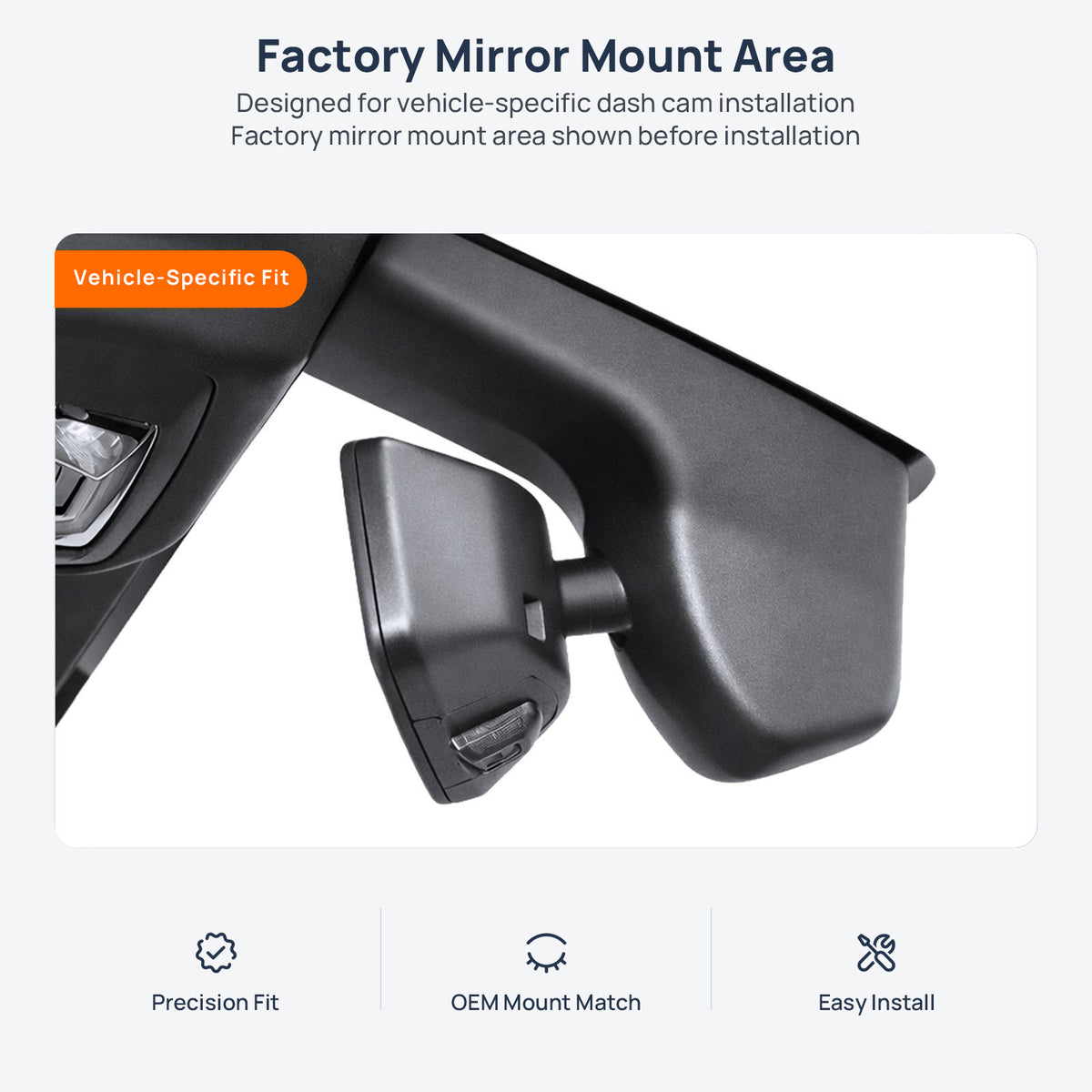 Factory mirror mount area for BMW X3 M F97 dash cam installation