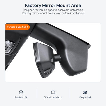 Factory mirror mount area for BMW X3 M F97 dash cam installation