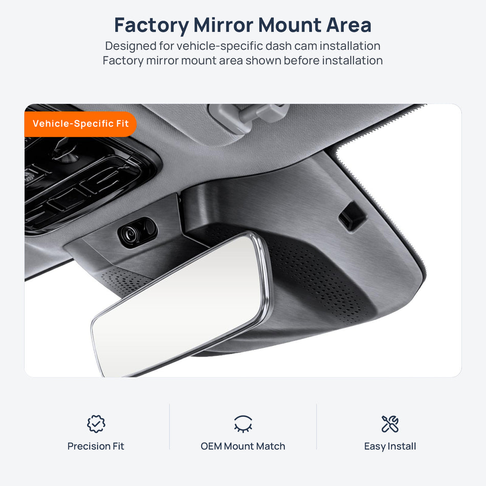 Factory mirror mount area for Lynk & Co 08 EM-P dash cam installation