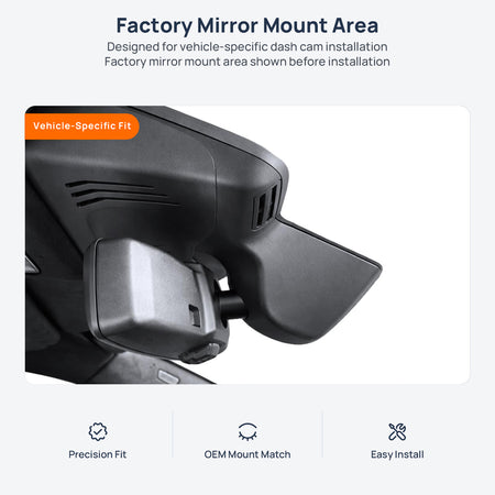Factory mirror mount area for BMW X7 G07 dash cam installation