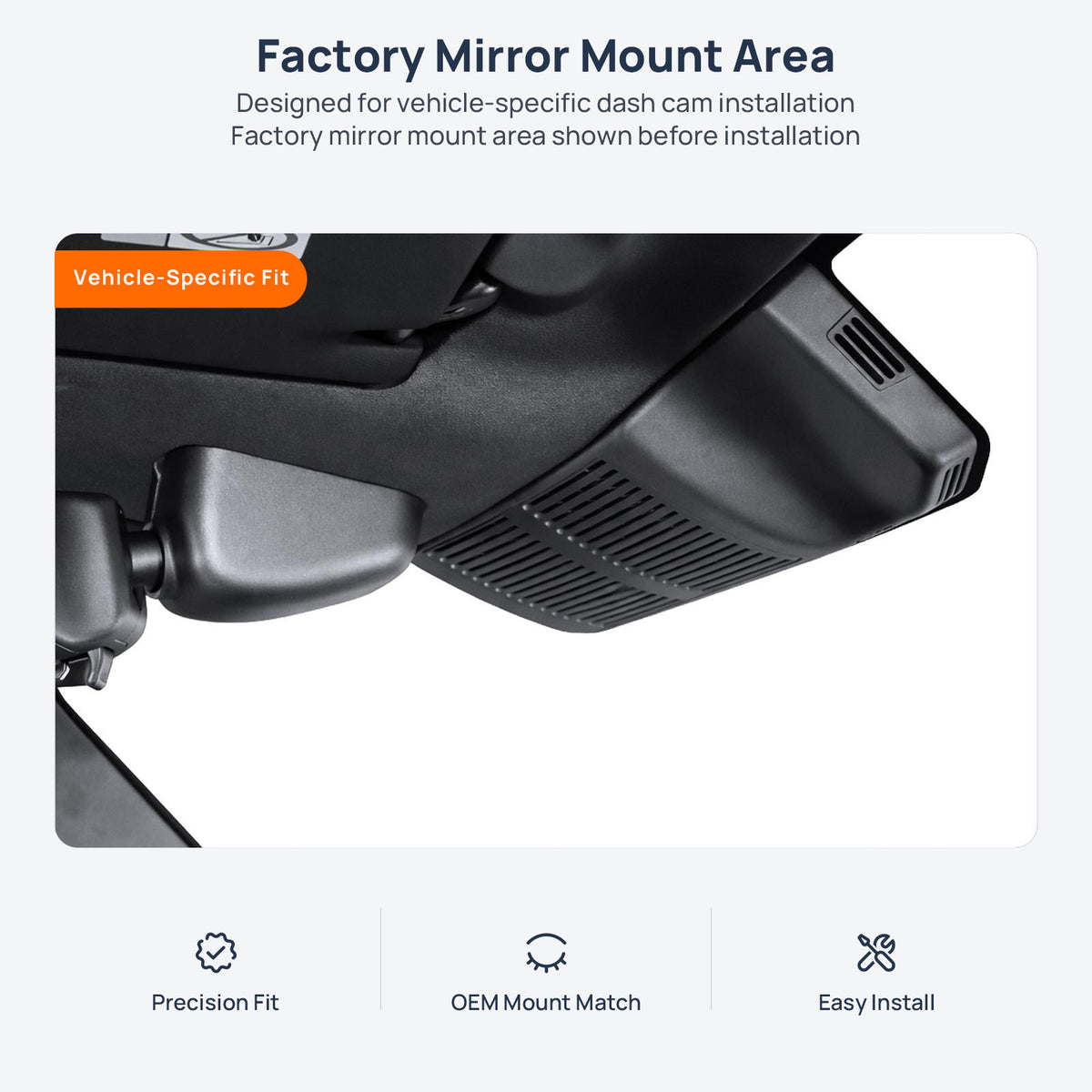 Factory mirror mount area for Land Rover Defender PHEV L663 dash cam installation