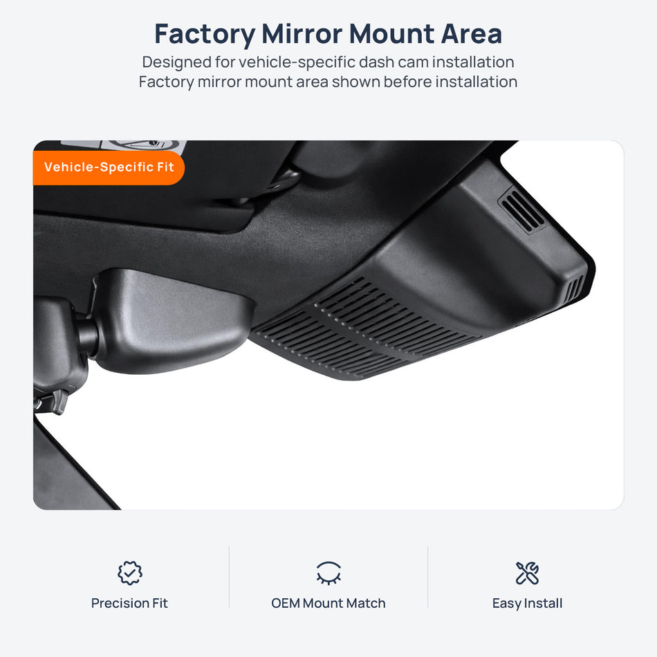 Factory mirror mount area for Land Rover Defender PHEV L663 dash cam installation