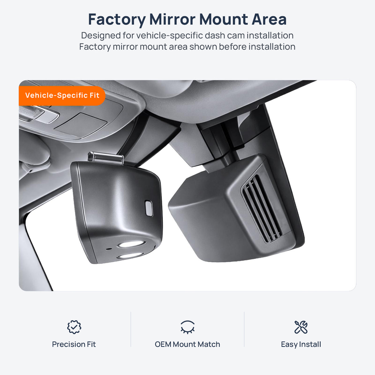 Factory mirror mount area for Mercedes-Benz G-Class W463 dash cam installation