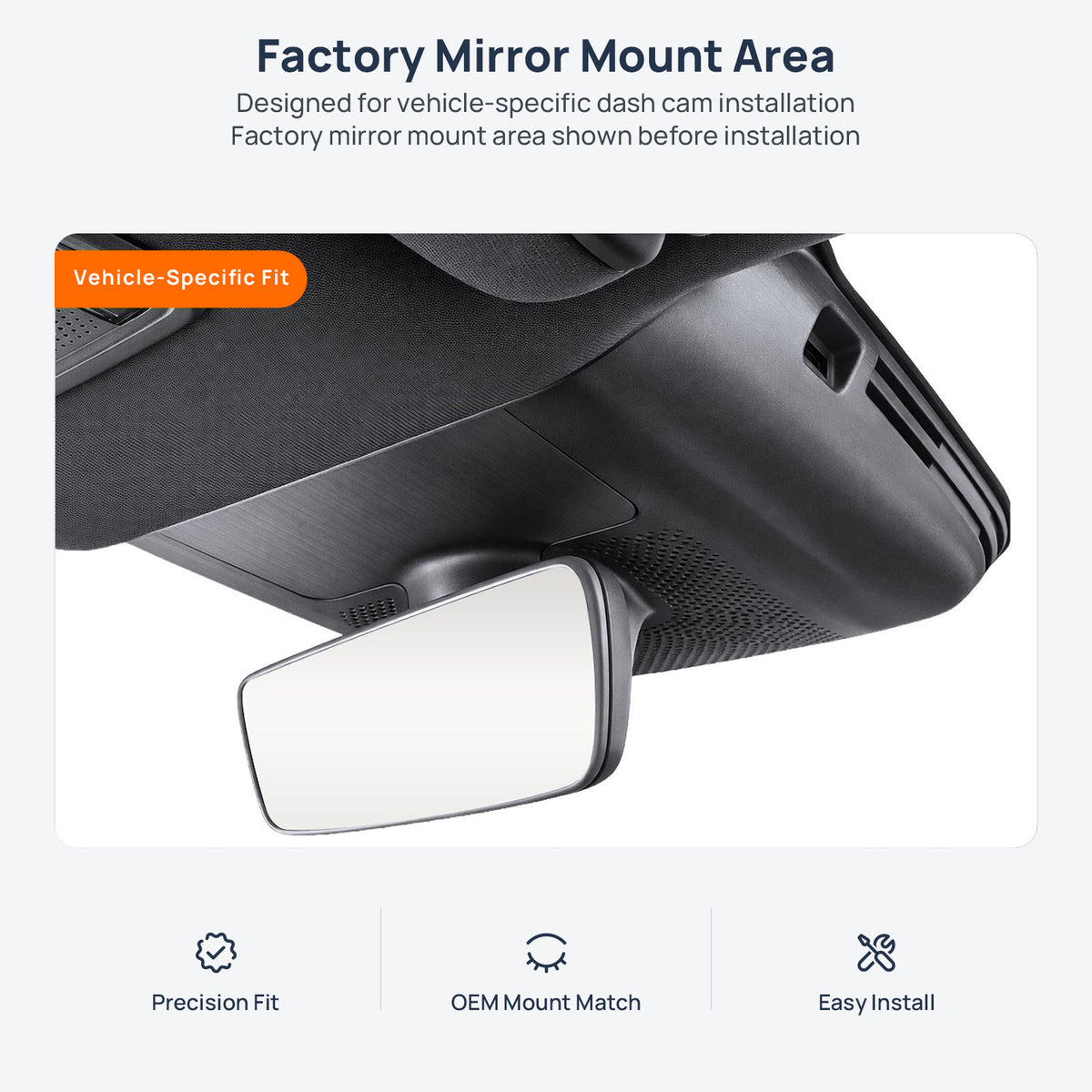 Factory mirror mount area for Lynk & Co Z20 (02) dash cam installation