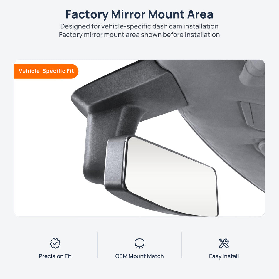 Factory mirror mount area for Tesla MODEL S P85 dash cam installation