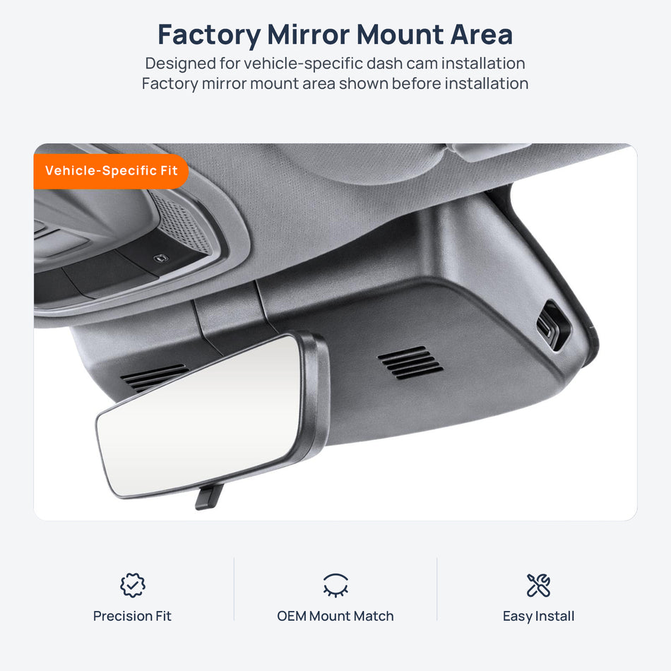 Factory mirror mount area for HAVAL H5 dash cam installation