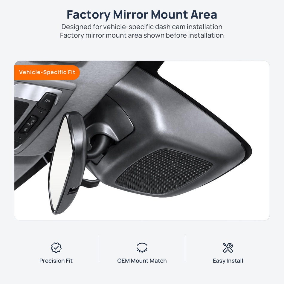 Factory mirror mount area for Honda e:NS1 dash cam installation