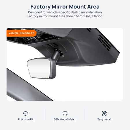 Factory mirror mount area for Cadillac OPTIQ dash cam installation
