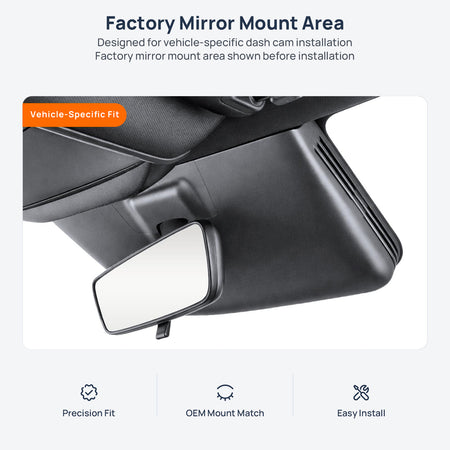 Factory mirror mount area for BYD Song Pro dash cam installation