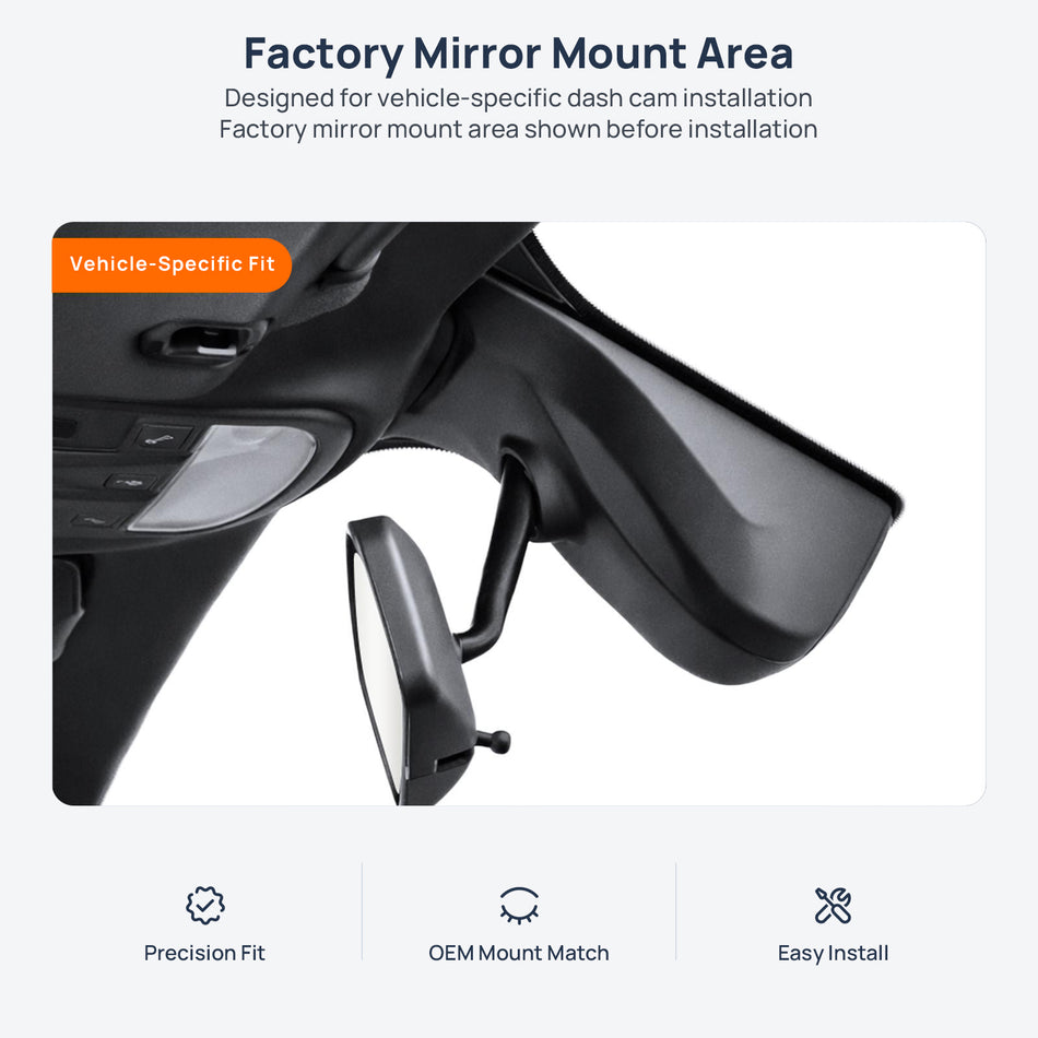 Factory mirror mount area for Ferrari 488 GTB (Spider) dash cam installation