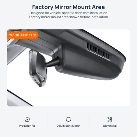 Factory mirror mount area for Geely Boyue L (Starray) dash cam installation