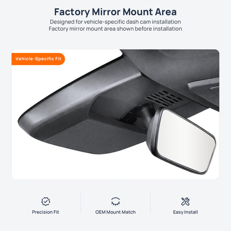Factory mirror mount area for Toyota Camry XV80 dash cam installation
