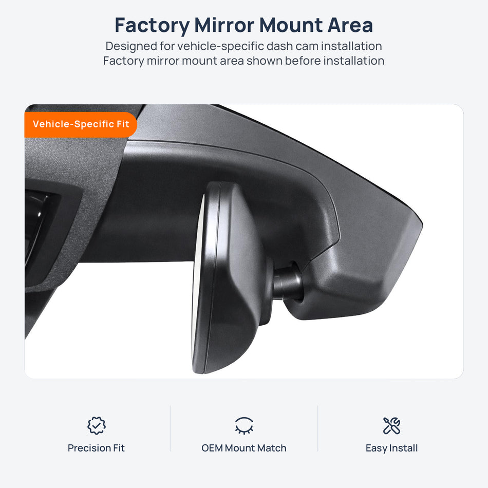 Factory mirror mount area for Volkswagen ID.4 CROZZ dash cam installation