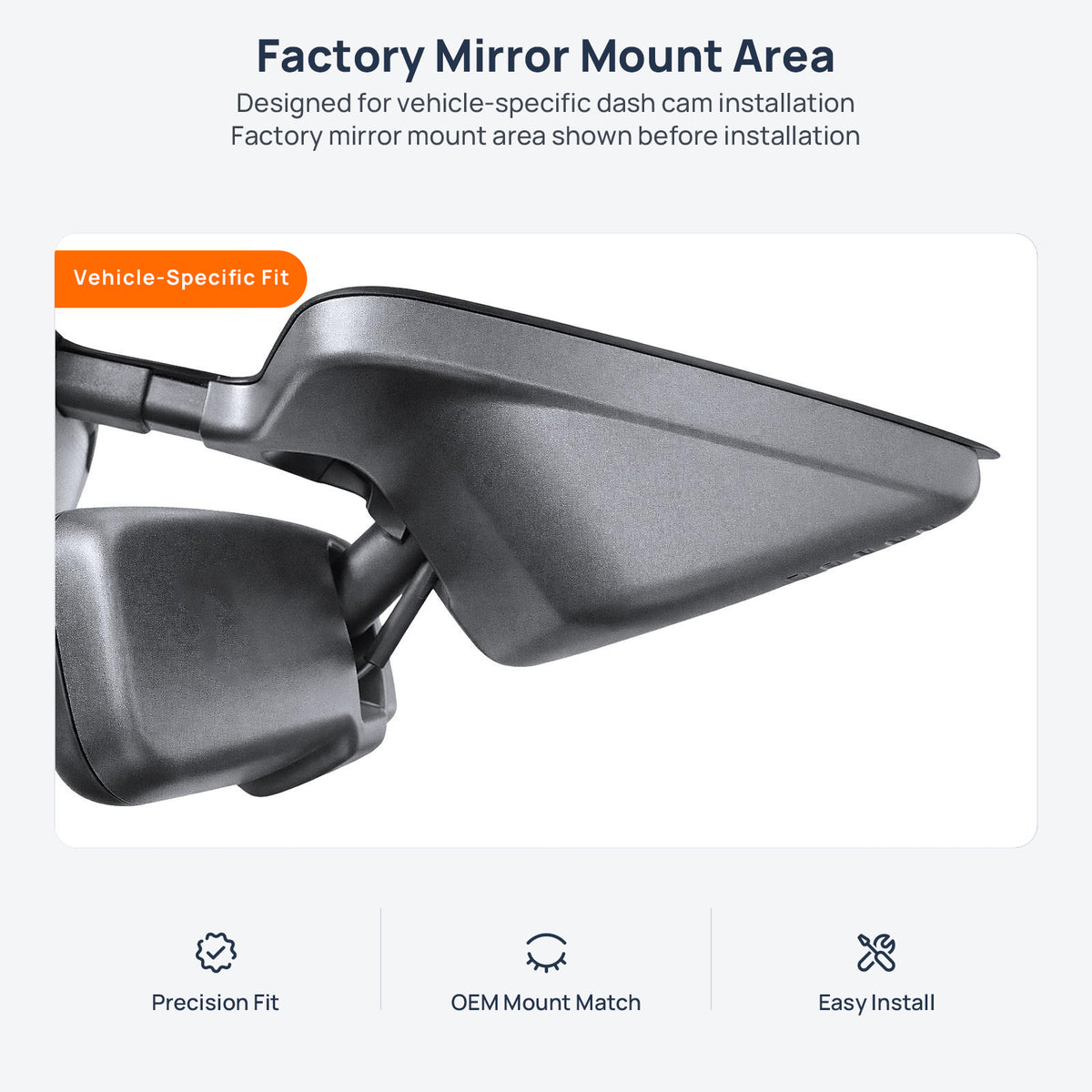 Factory mirror mount area for Nissan Qashqai J11 dash cam installation