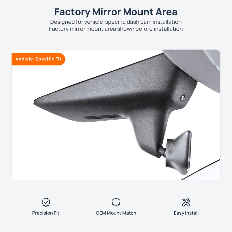 Factory mirror mount area for Tesla MODEL Y dash cam installation