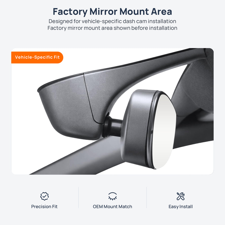 Factory mirror mount area for Audi R8 4S dash cam installation