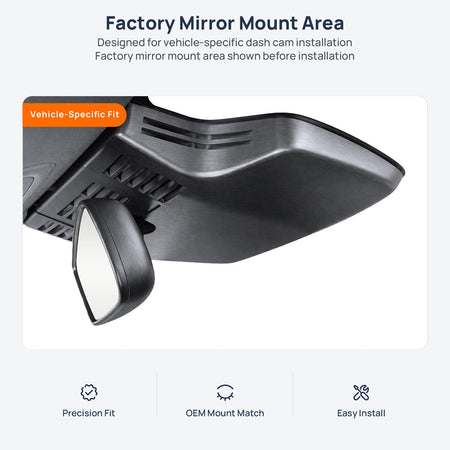 Factory mirror mount area for Toyota bz3c dash cam installation