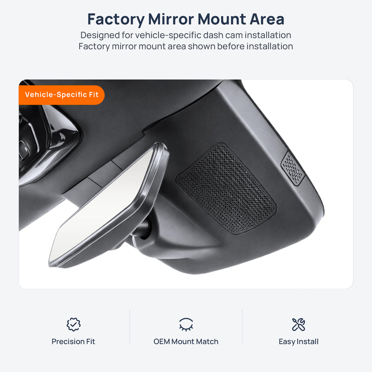 Factory mirror mount area for Hongqi EH7 dash cam installation