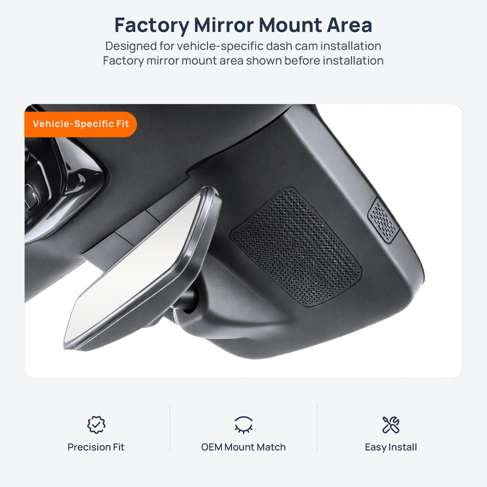 Factory mirror mount area for Hongqi EH7 dash cam installation
