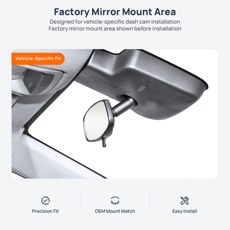 Factory mirror mount area for Buick Encore Plus dash cam installation