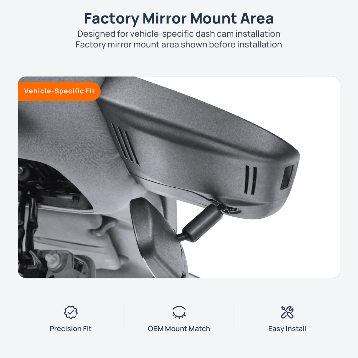 Factory mirror mount area for Honda Breeze RW/RT dash cam installation