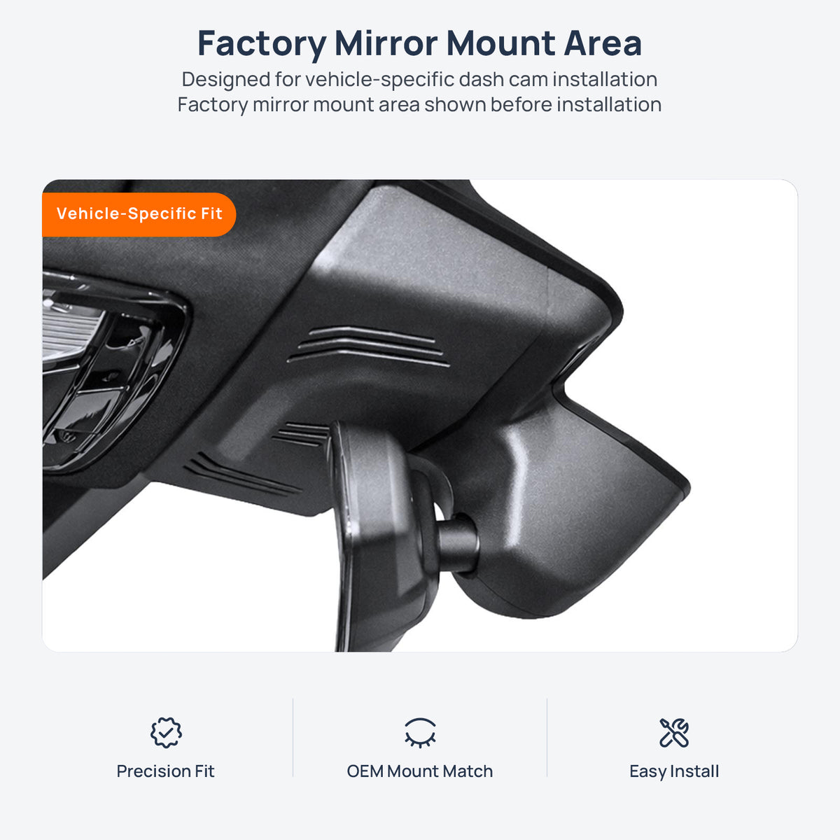 Factory mirror mount area for BMW X5 G05 dash cam installation