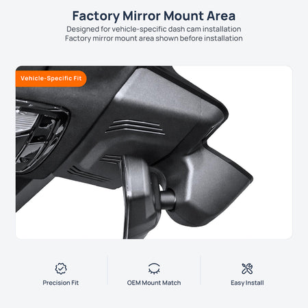 Factory mirror mount area for BMW X5 G05 dash cam installation