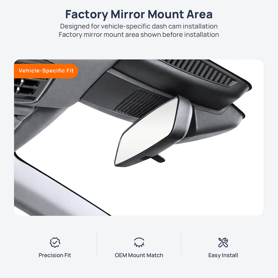 Factory mirror mount area for Bestune T90 dash cam installation