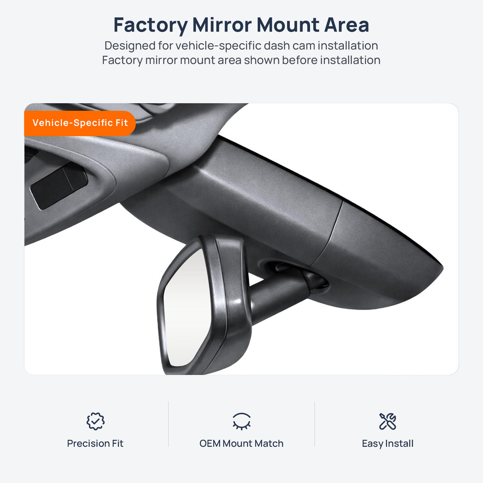 Factory mirror mount area for Cadillac ATS dash cam installation