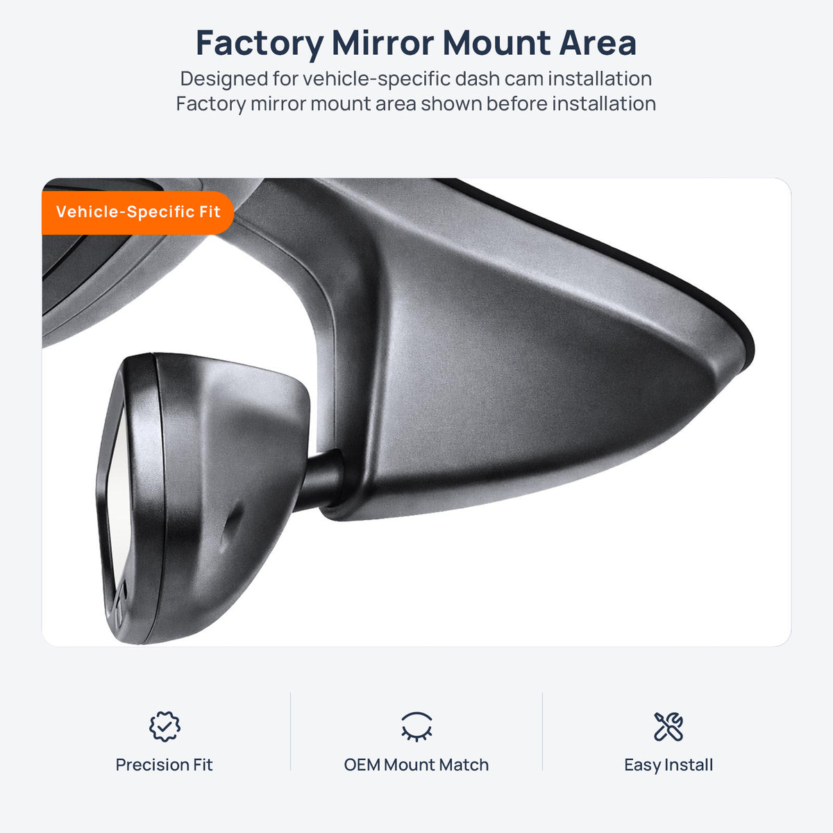 Factory mirror mount area for Jeep Grand Commander K8 dash cam installation