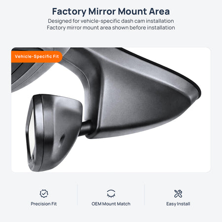 Factory mirror mount area for Jeep Grand Commander K8 dash cam installation