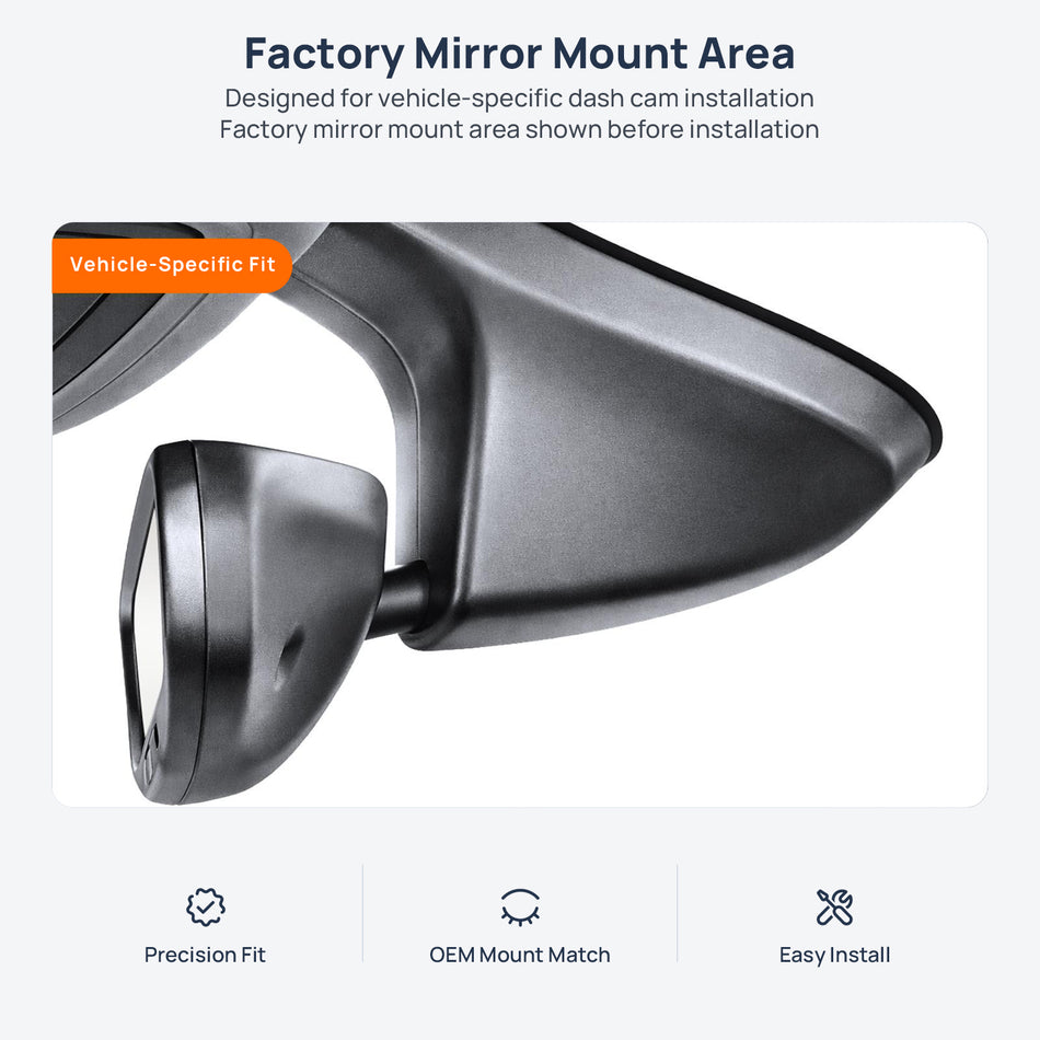 Factory mirror mount area for Jeep Grand Commander K8 dash cam installation