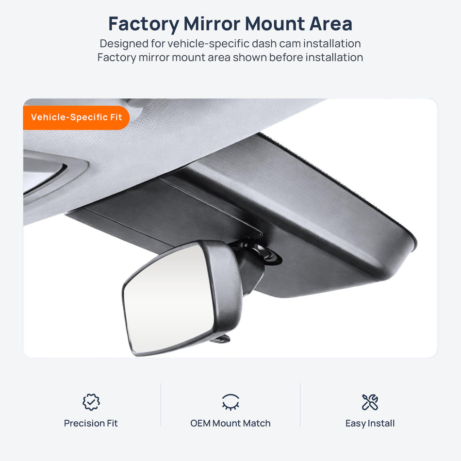 Factory mirror mount area for Hongqi E-QM5 dash cam installation