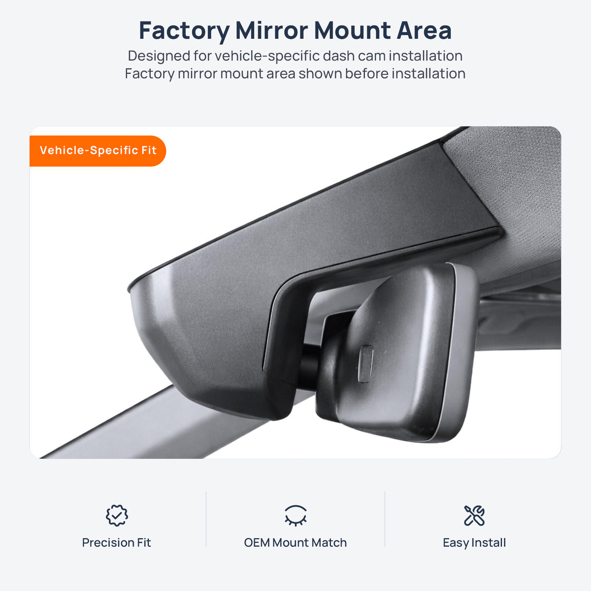 Factory mirror mount area for Volkswagen Touareg eHybrid CR dash cam installation