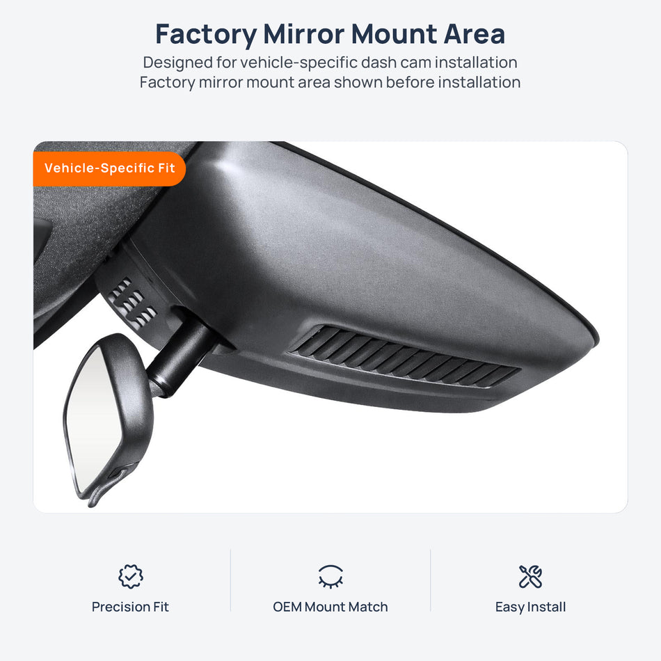 Factory mirror mount area for Mazda CX-9 TC dash cam installation