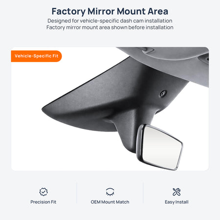 Factory mirror mount area for Tesla MODEL Y dash cam installation