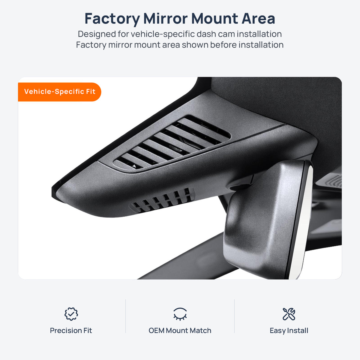 Factory mirror mount area for Mercedes-Benz E-Class V213 dash cam installation