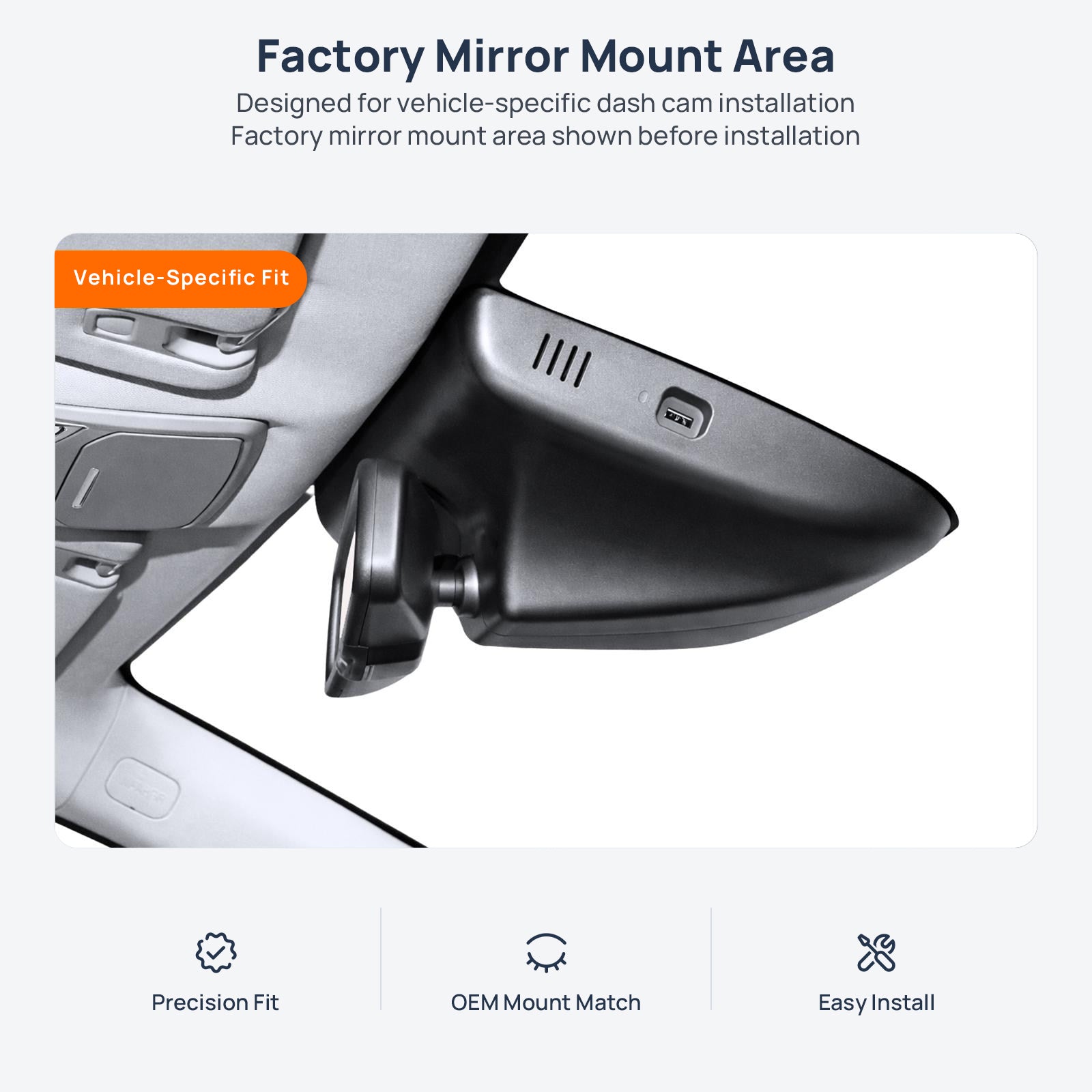 Factory mirror mount area for GAC Trumpchi M6 Pro dash cam installation