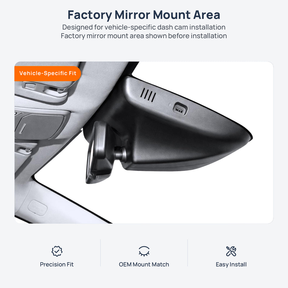 Factory mirror mount area for GAC Trumpchi M6 Pro dash cam installation