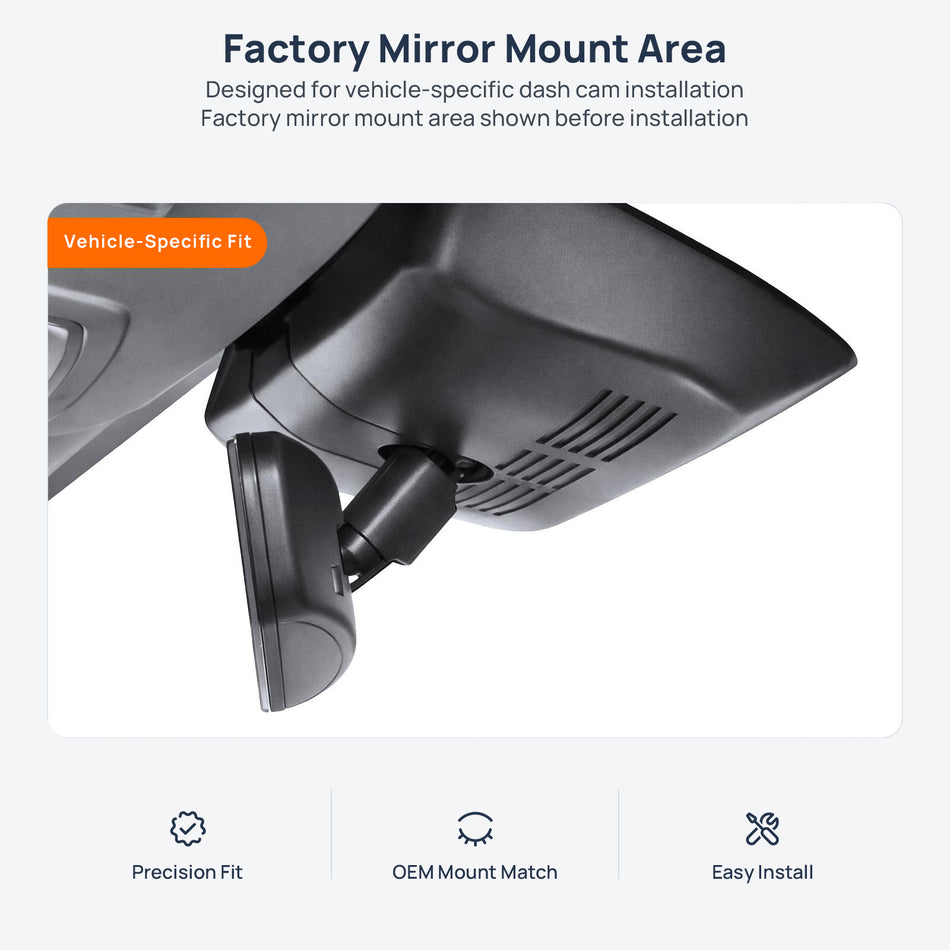Factory mirror mount area for WEY VV6 dash cam installation