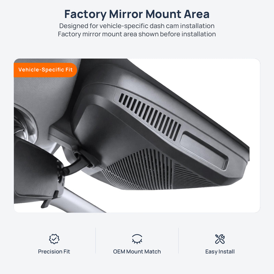 Factory mirror mount area for OMODA 9 (C9) dash cam installation