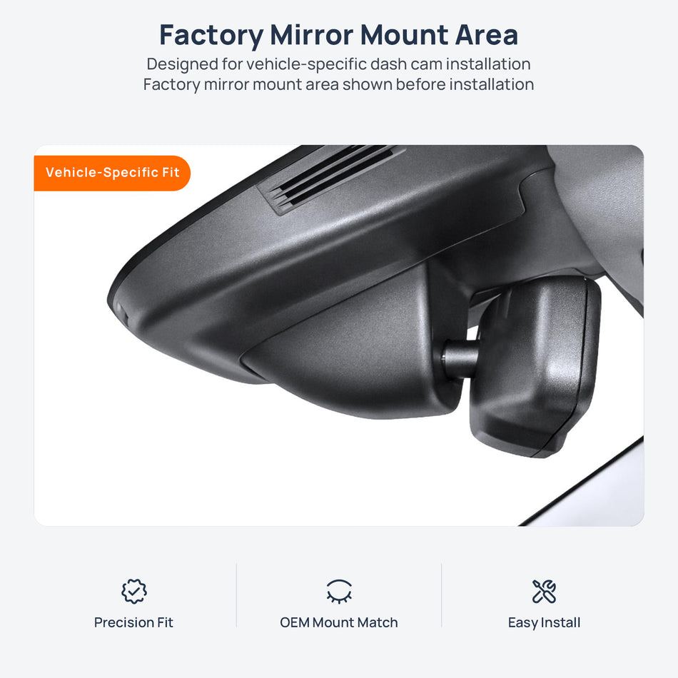 Factory mirror mount area for Alfa Romeo Stelvio 949 dash cam installation